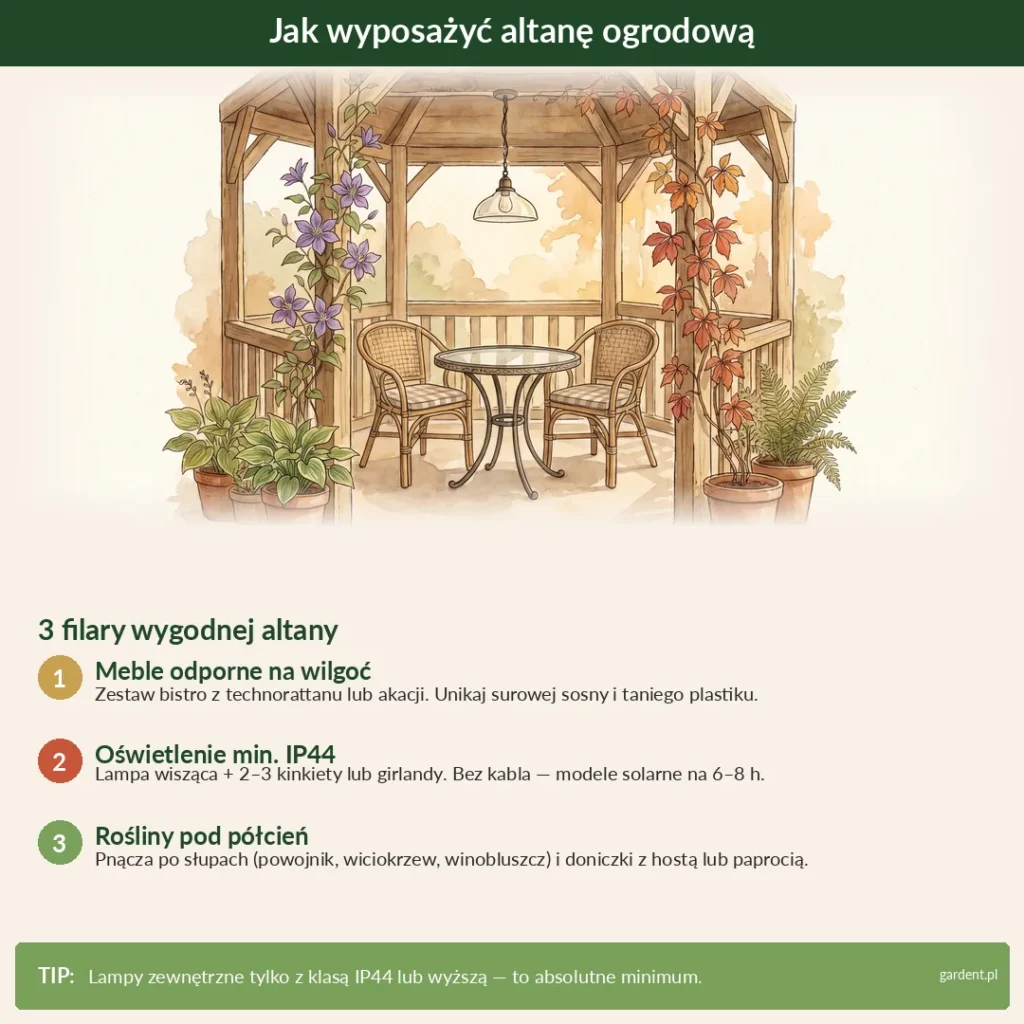 wyposażenie altany ogrodowej