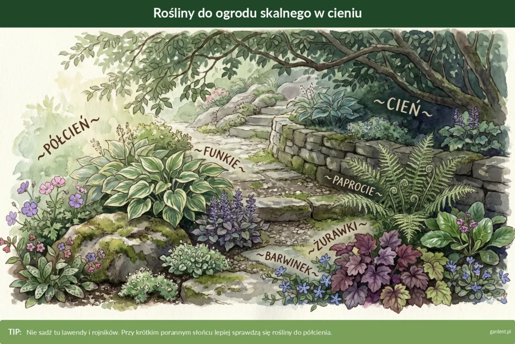 ogród skalny w cieniu