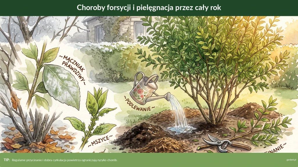 forsycja choroby i pielęgnacja przez cały rok